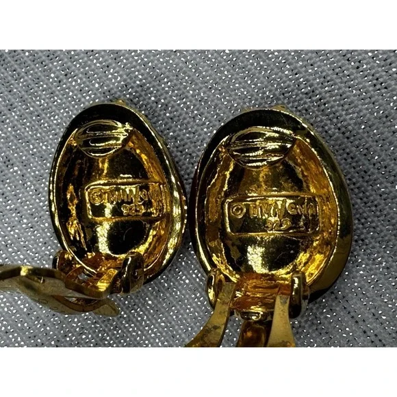 MMA 925 Sterling Ladybug Clip Earrings Red Enamel Rhinestone Vermeil - Picture 5 of 7